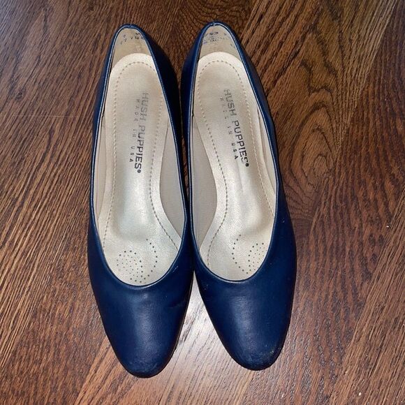 Hush Puppies navy blue shoes with slight wedge heel - Picture 1 of 9